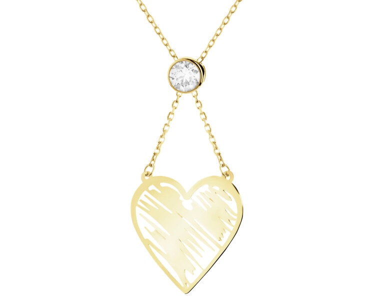 Złoty naszyjnik z cyrkonią - serce