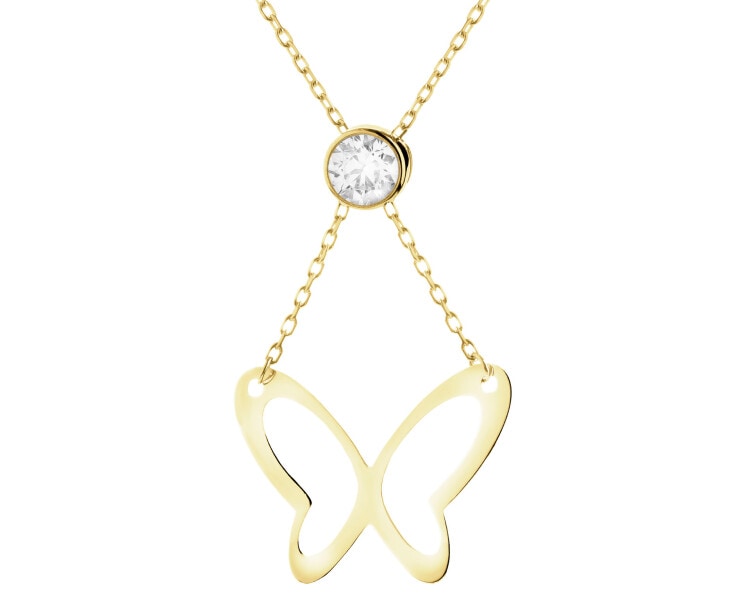 Złoty naszyjnik z cyrkonią - motyl