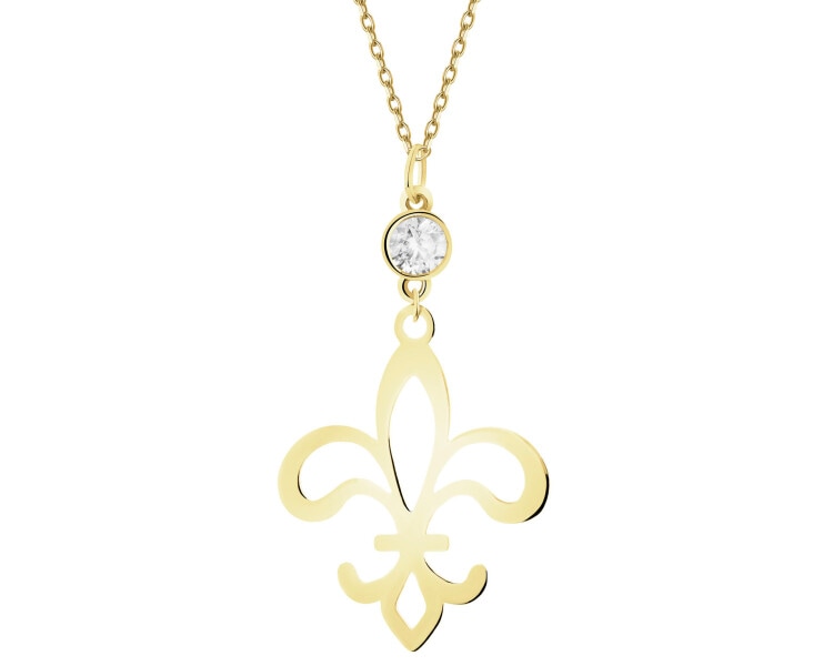 Złota zawieszka z cyrkonią - lilijka