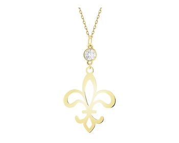 Złota zawieszka z cyrkonią - lilijka
