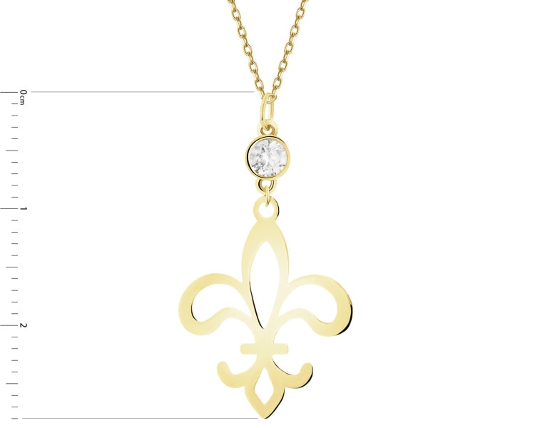 Złota zawieszka z cyrkonią - lilijka