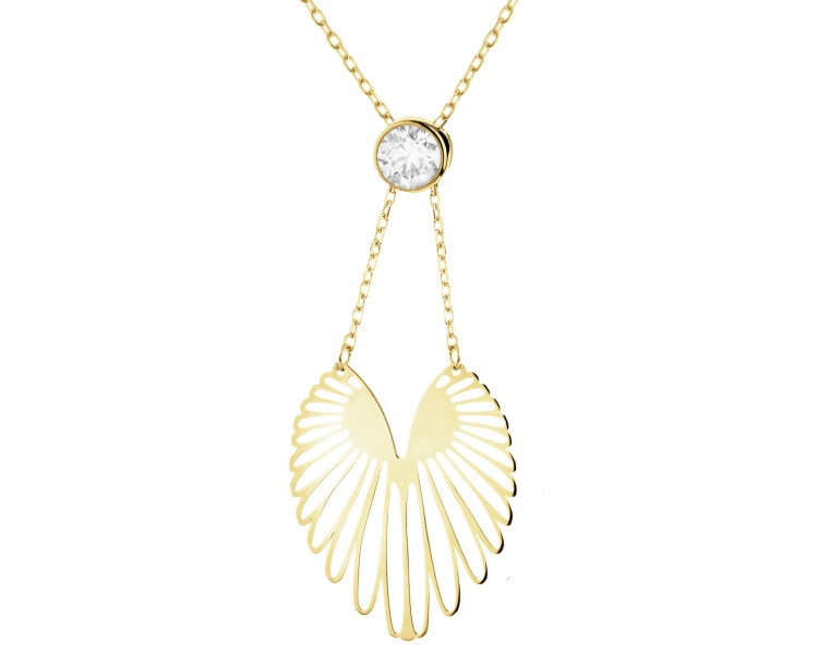 Złoty naszyjnik z cyrkonią - skrzydła