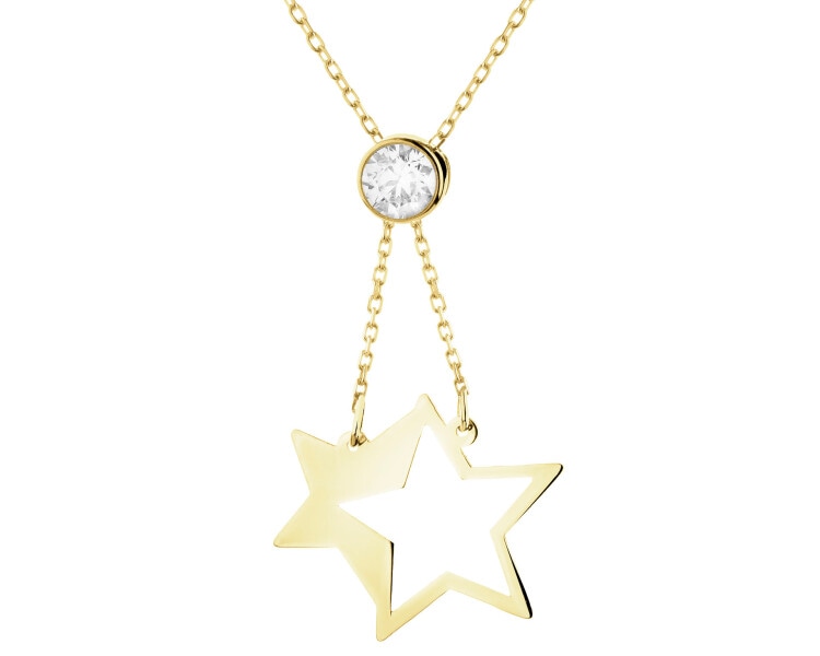 Złoty naszyjnik z cyrkonią - gwiazdy