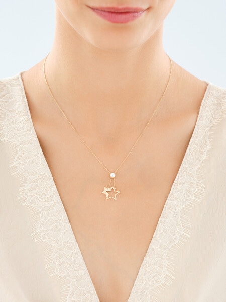 Złoty naszyjnik z cyrkonią - gwiazdy