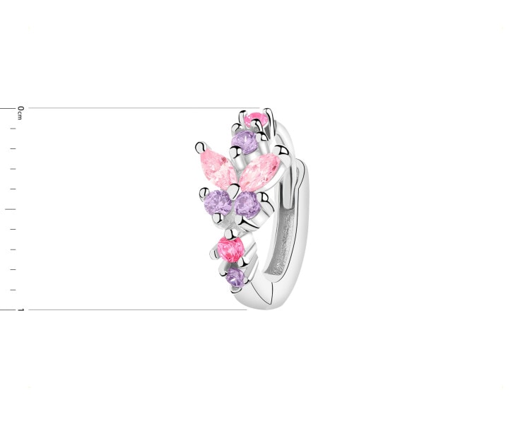 Stříbrná kusová náušnice se zirkony - kroužek