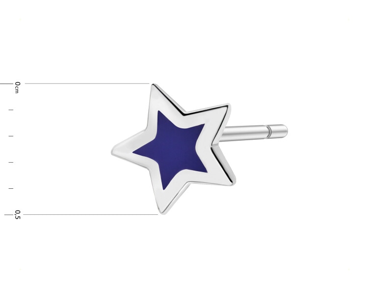 Pojedynczy srebrny kolczyk z emalią - gwiazda