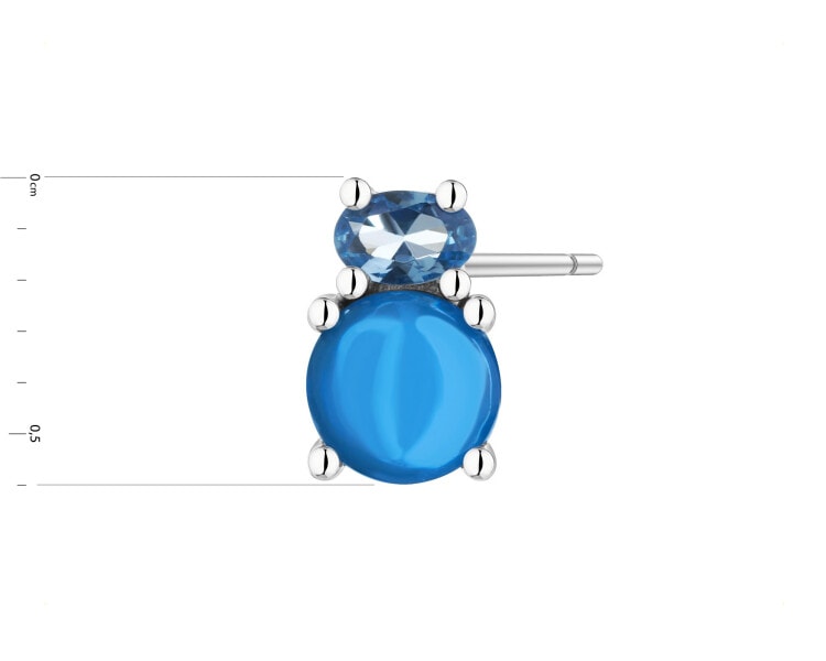 Stříbrná kusová náušnice se zirkony a broušeným sklem