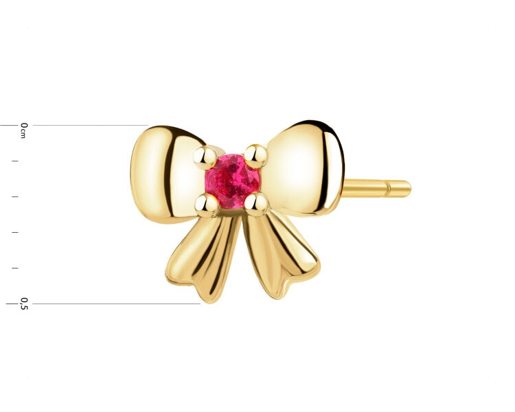 Pozlacená stříbrná kusová náušnice se zirkony - mašle