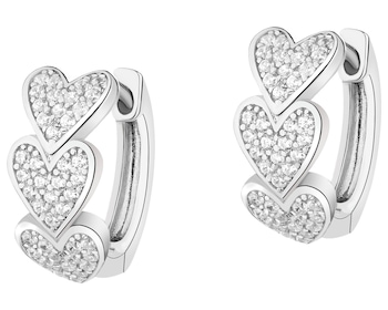 Kolczyki srebrne z cyrkoniami - serca