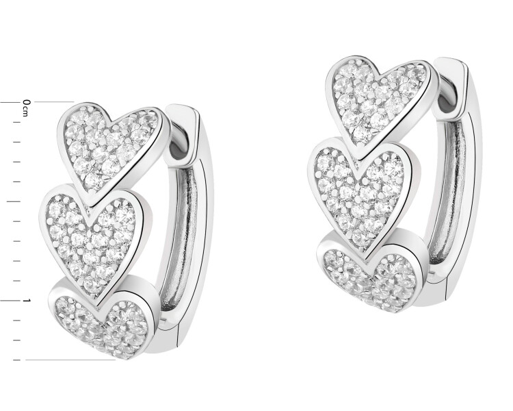 Stříbrné náušnice se zirkony - srdce