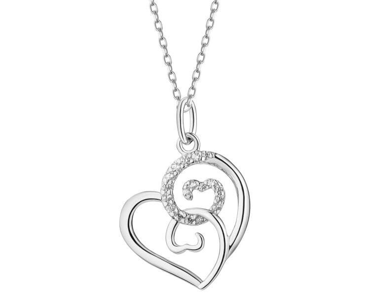 Stříbrný náhrdelník se zirkony - srdce
