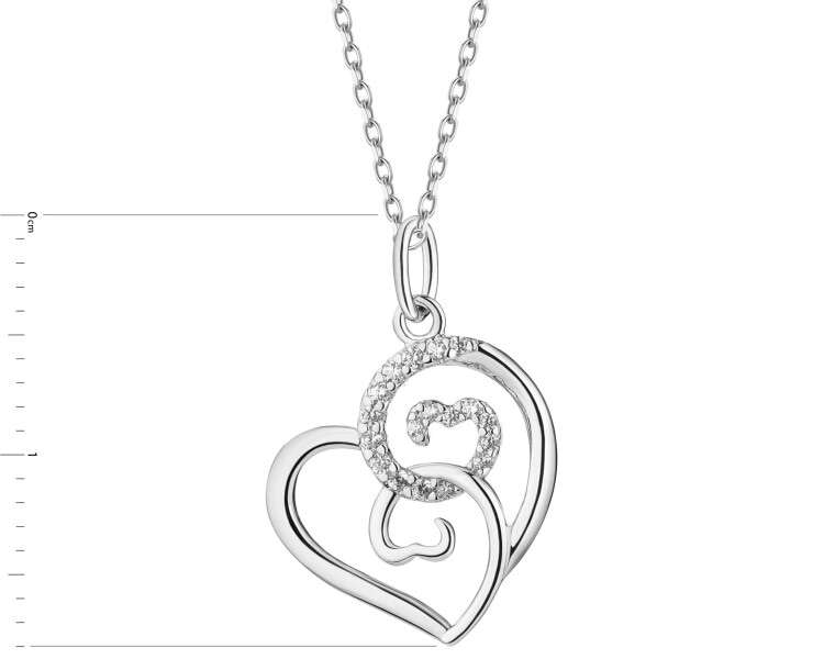 Stříbrný náhrdelník se zirkony - srdce