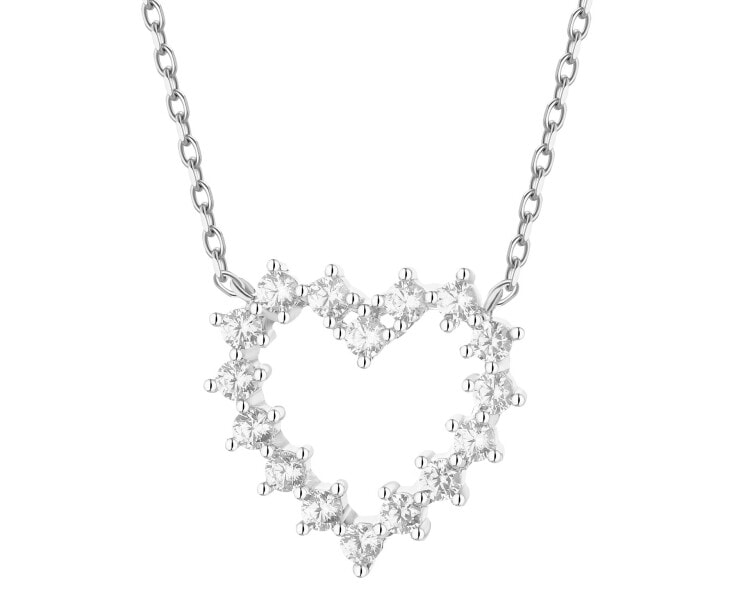Stříbrný náhrdelník se zirkony - srdce