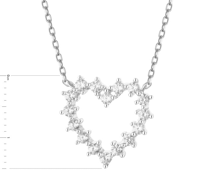 Stříbrný náhrdelník se zirkony - srdce