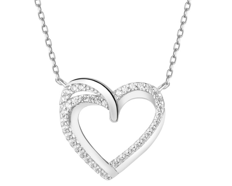 Naszyjnik srebrny z cyrkoniami - serce