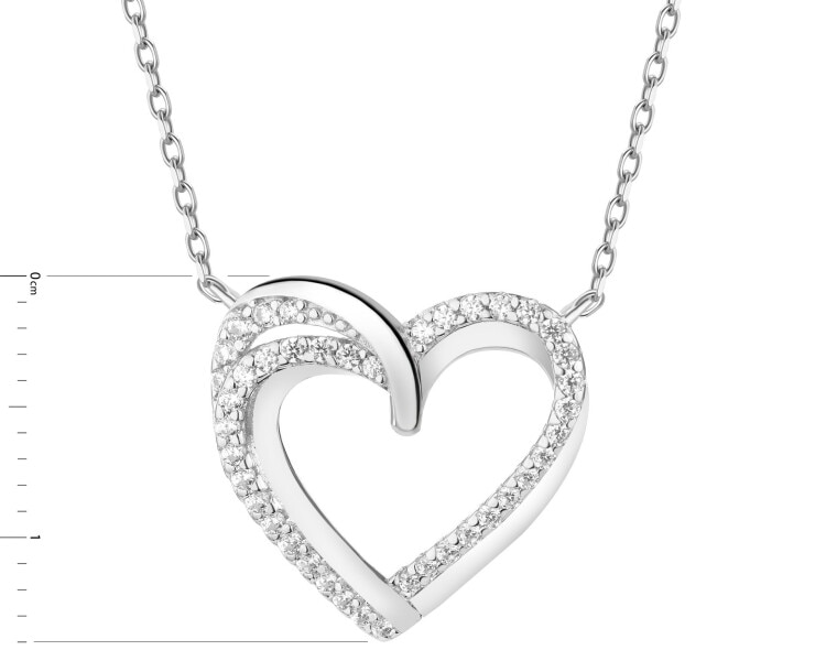 Stříbrný náhrdelník se zirkony - srdce