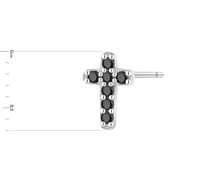 Stříbrná kusová náušnice se zirkony - kříž