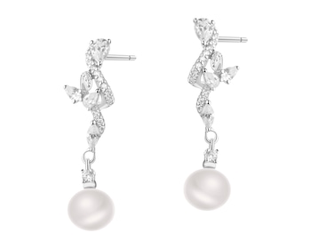 Kolczyki srebrne z perłami i cyrkoniami