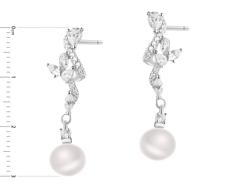 Kolczyki srebrne z perłami i cyrkoniami