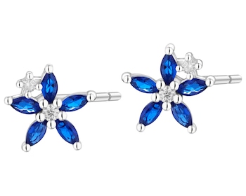 Kolczyki srebrne z cyrkoniami - kwiaty