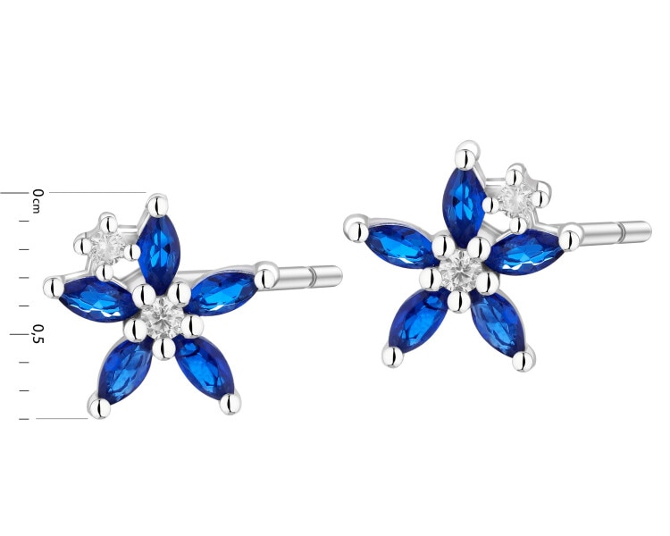Stříbrné náušnice se zirkony - květy