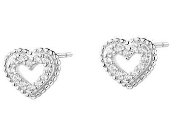Kolczyki srebrne z cyrkoniami - serca
