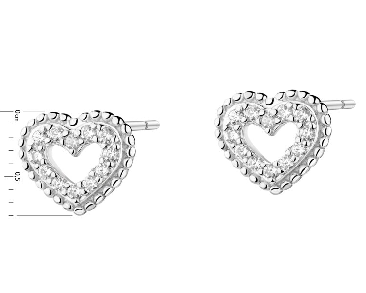Stříbrné náušnice se zirkony - srdce