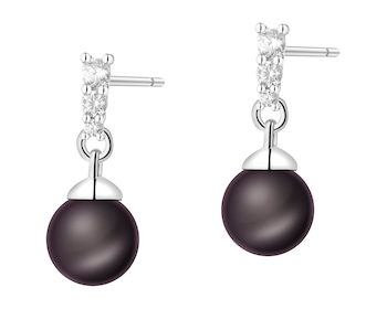 Kolczyki srebrne z perłami i cyrkoniami