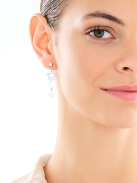 Kolczyki srebrne z cyrkoniami - gwiazdy, Księżyc
