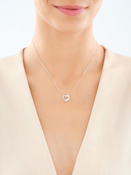Naszyjnik srebrny z cyrkoniami - serce