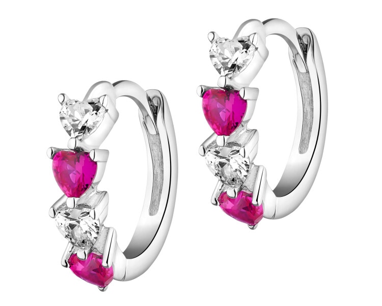 Stříbrné náušnice se zirkony - srdce