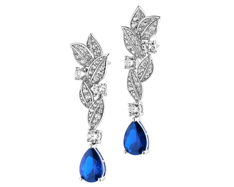 Kolczyki srebrne z cyrkoniami - liście