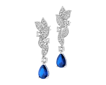 Kolczyki srebrne z cyrkoniami - liście