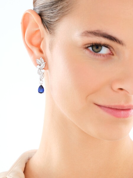 Kolczyki srebrne z cyrkoniami - liście