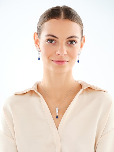 Kolczyki srebrne z cyrkoniami - liście