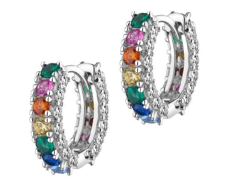 Stříbrné náušnice se zirkony - kroužky