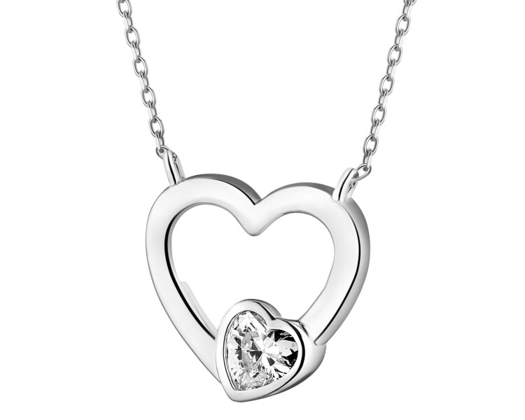 Stříbrný náhrdelník se zirkonem - srdce