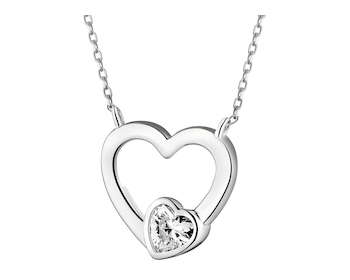 Naszyjnik srebrny z cyrkonią - serca