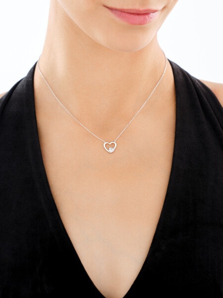 Naszyjnik srebrny z cyrkonią - serca