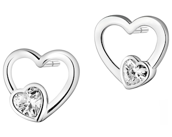 Kolczyki srebrne z cyrkoniami - serca