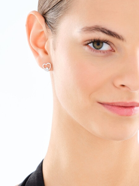 Kolczyki srebrne z cyrkoniami - serca