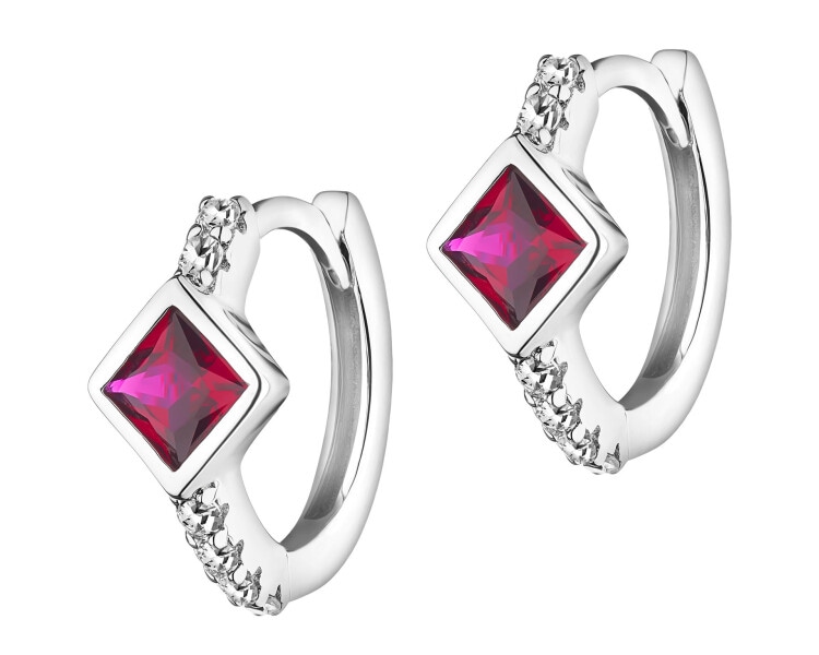 Kolczyki srebrne z cyrkoniami - kwadraty