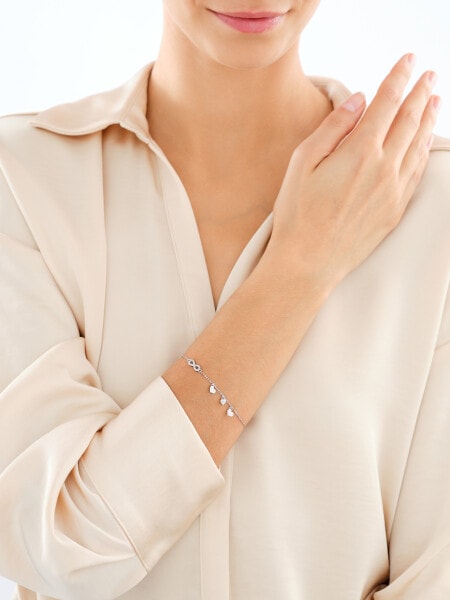 Bransoletka srebrna z cyrkoniami - serca, nieskończoność