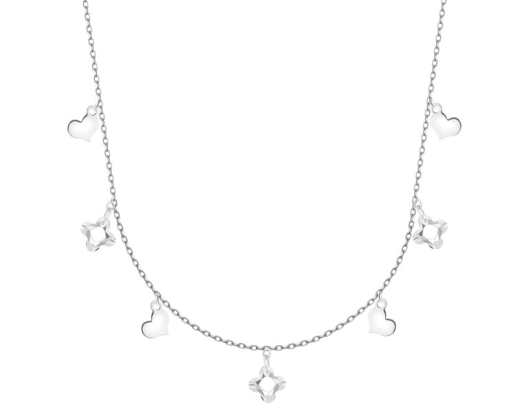 Naszyjnik srebrny z cyrkoniami - serca