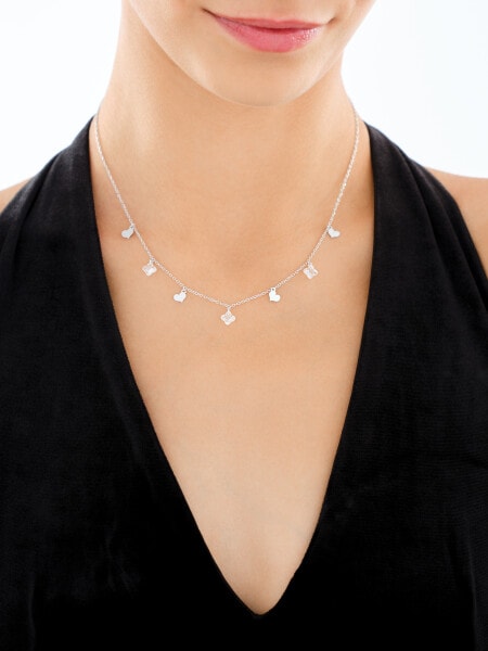 Naszyjnik srebrny z cyrkoniami - serca