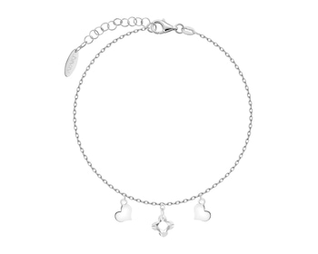 Bransoletka srebrna z cyrkoniami - serca