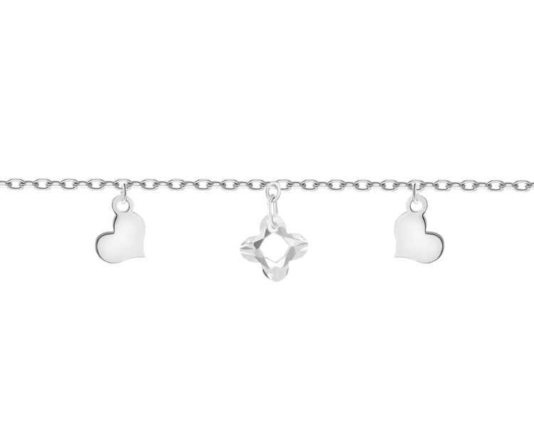 Stříbrný náramek se zirkony - srdce