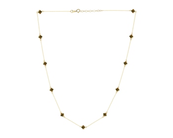 Złoty naszyjnik z opalami syntetycznymi - koniczyny