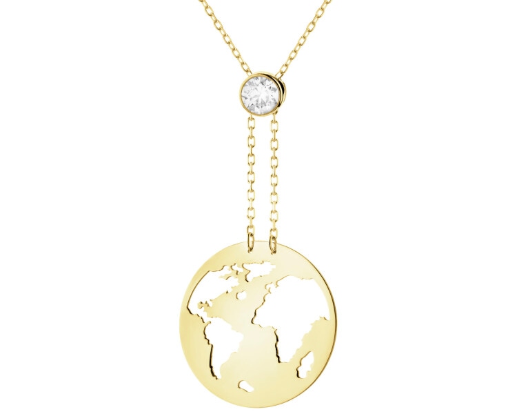 Złoty naszyjnik z cyrkonią - kula ziemska