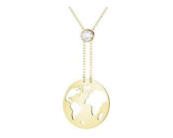 Złoty naszyjnik z cyrkonią - kula ziemska